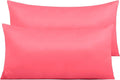 NTBAY Zippered Satin Pillow Cases for Hair and Skin, Luxury King Hidden Zipper Pillowcases Set of 2, 20x36 Inches, Coral Pink