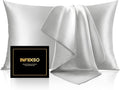 INFIIXSO Mulberry Silk Pillowcase for Hair and Skin, Silk Pillow Cases Queen Size Set of 2 with Hidden Zipper 20x30 Inches, Ultra Soft Cooling Pillow Cases for Hot Sleepers(Light Grey, 2 Pack)