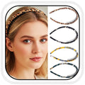 Non-Slip Headbands with Teeth, Polyester Floral and Leopard Hair Bands for Women, 4-Pack