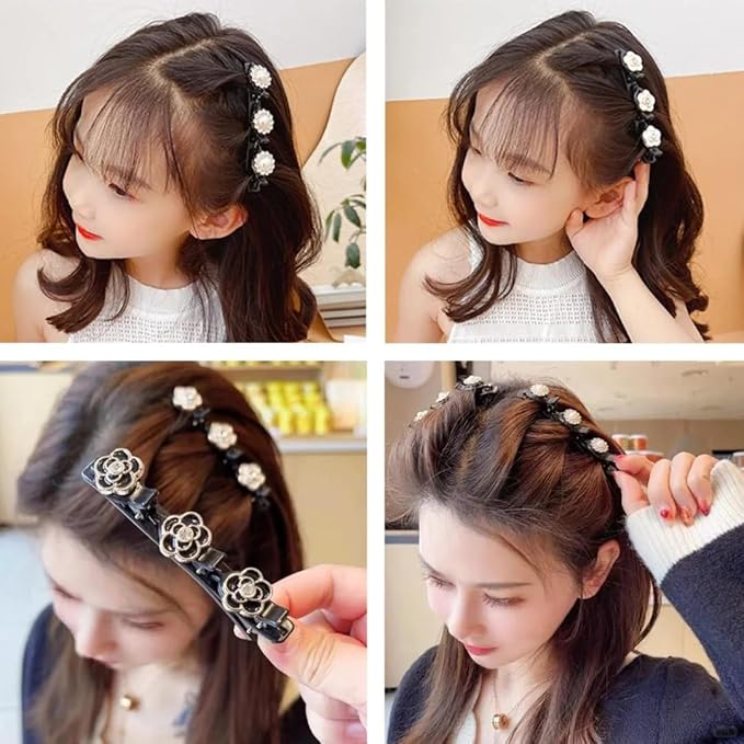 12PCS Sparkling Crystal Stone Braided Hair Clips, Braided Hair Clips for Women and Girls, Shiny Flower Rhinestone Hair Clip, Braided Duckbill Hair Clip With Crystal Hair Accessories for Styling