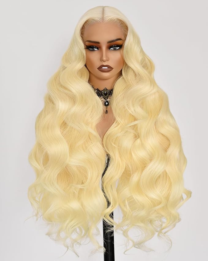 Alididi 613 Lace Front Wig Human Hair 13x4 Blonde Body Wave Hd Transparent Lace Frontal Wigs Human Hair Pre Plucked With Baby Hair 180% Density Blonde Glueless Wigs Human Hair 30 Inch