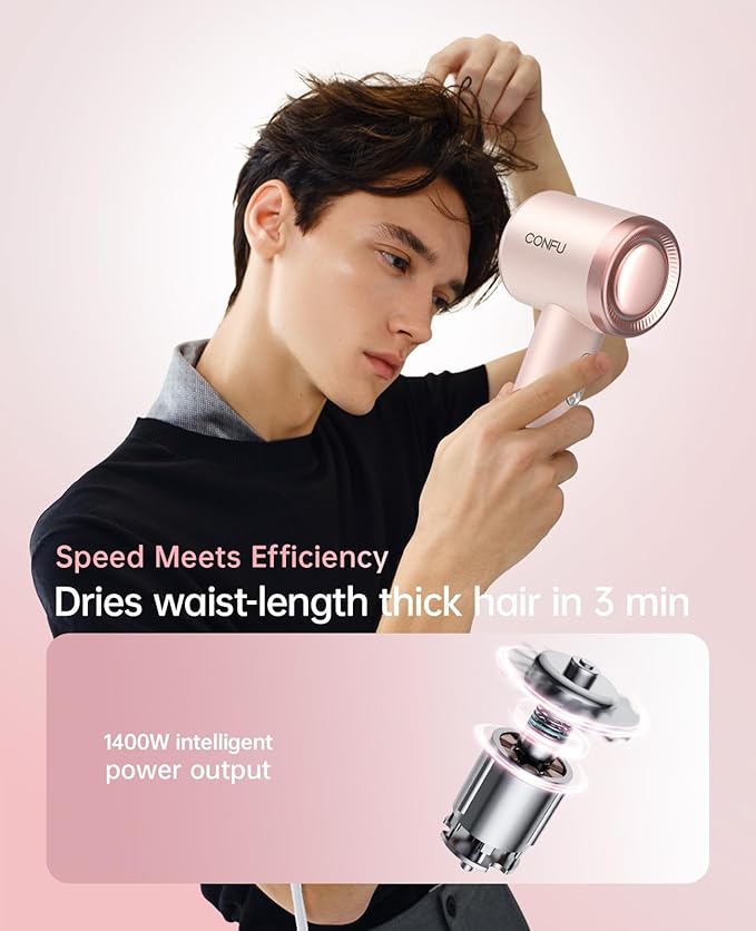 Hair Dryer with Diffuser, CONFU Hair Dryers for Women, Diffuser Hair Dryer High Speed Professional Ionic Blow Dryer for Fast Drying, Hair for Curly Hair for Home Travel