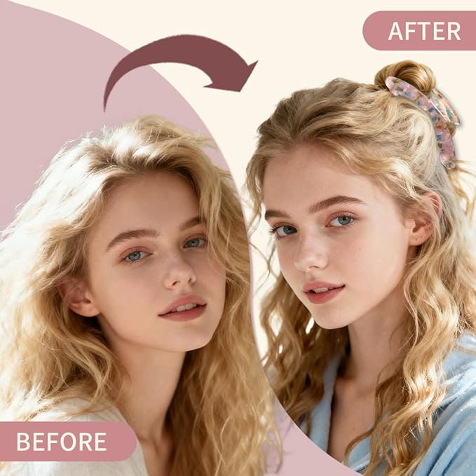 French Hair Claw Clips for Women Grils,4 Inch Strong Hold No Slip Grip Accessories Acetate Material,Not Easily Damaged,Thick or Thin Hair (Pink & Blue)