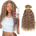 28 30 32 Inch Ash Blonde Water Wave Bundles Human Hair Color #22 Bundle Niegmeag Brazilian Virgin Remy Hair Extensions #22 Blonde Wet and Wavy Bundle