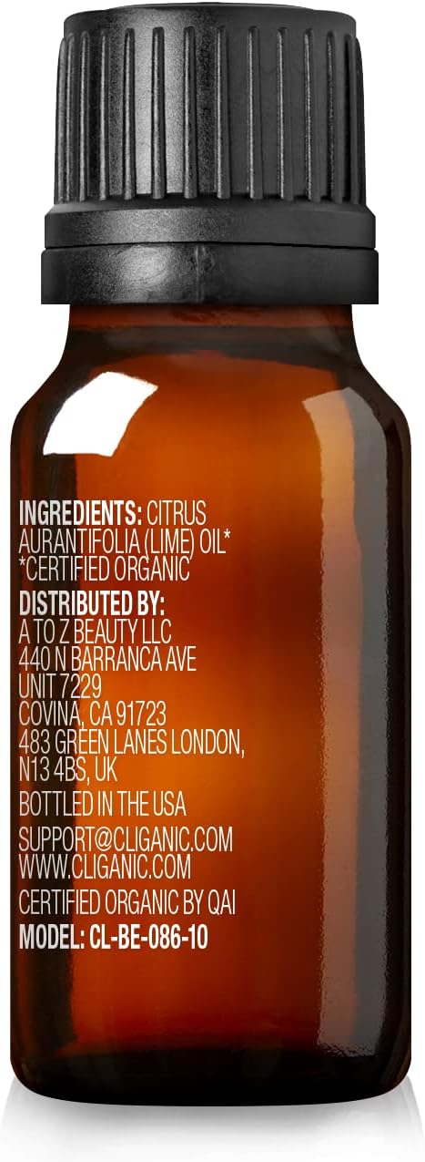 Cliganic Organic Lime Essential Oil for Hair, Skin, Aromatherapy - 100% Pure Natural Undiluted | Non-GMO Verified