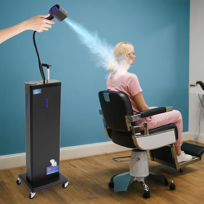Nano Mist Hair Steamer, 1300W Multifunctional Professional Micro Mist Hair Processor w/ 360°Swivel Wheels & Control Panel,9-Gear Adjustable High Sealing Steamer for Hair Deep Care Repair Salon Spa