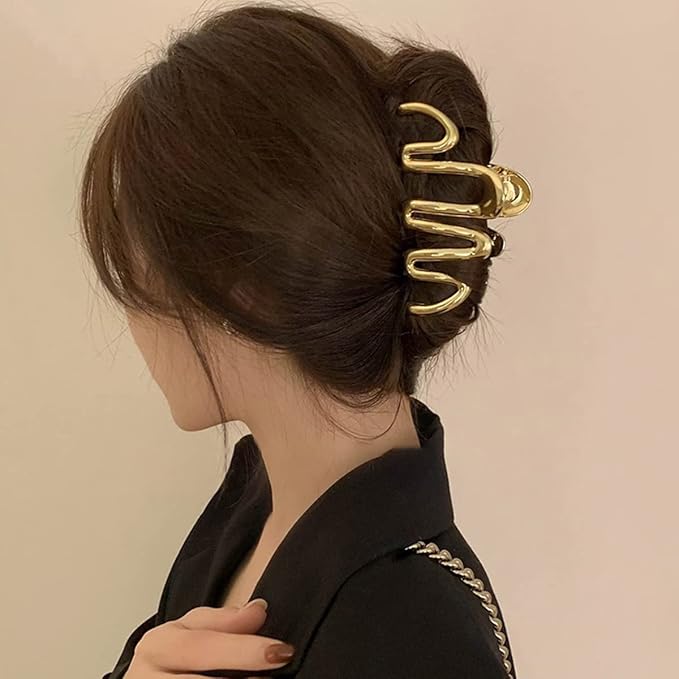 Hair Claw Clips, Snake Design Metal Hair Clip, Gold, for Women Girls, Fashionable Hair Accessories, Creative Thick Hair Clips, One Size