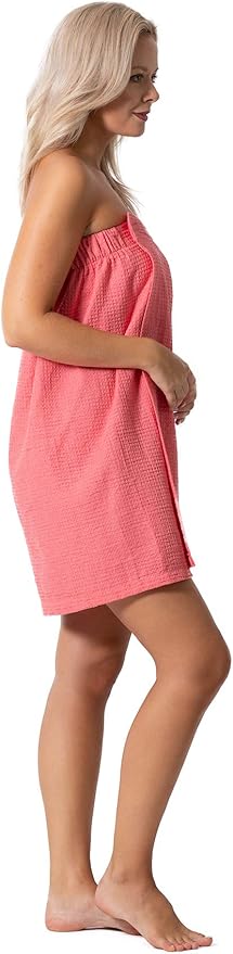 Turkish Linen Women’s Waffle Spa Body Wrap with Adjustable Closure