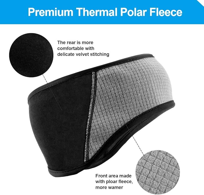 ROCKBROS Fleece Ear Warmers Headband Men Women for Running Cycling Biking Warm Ski Ear Band for Winter Cold Weather
