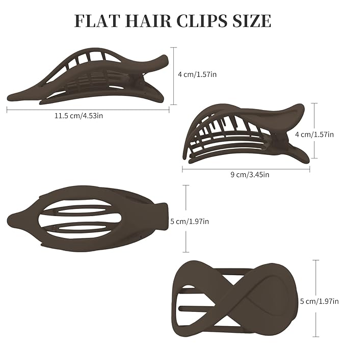 Flat Hair Claw Clips for Women,Matte Medium Hair Clips for Thick & Thin Hair- Comfortable Everyday Use for Office, Yoga, Party & Casual Styling (4PCS E)