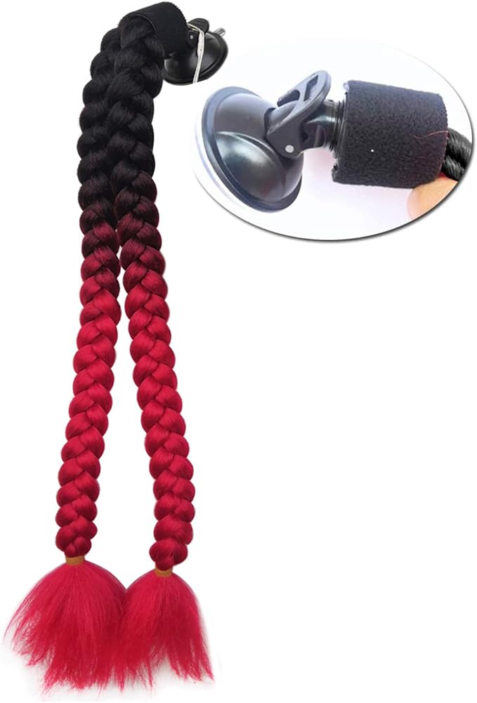 Helmet Pigtail Motorcycle Helmet Ponytail Bicycle Helmet Braids Hair Tails Used for Any Helmets/Reusable Design 24Inch 2pcs Together (Helmet Not Included)