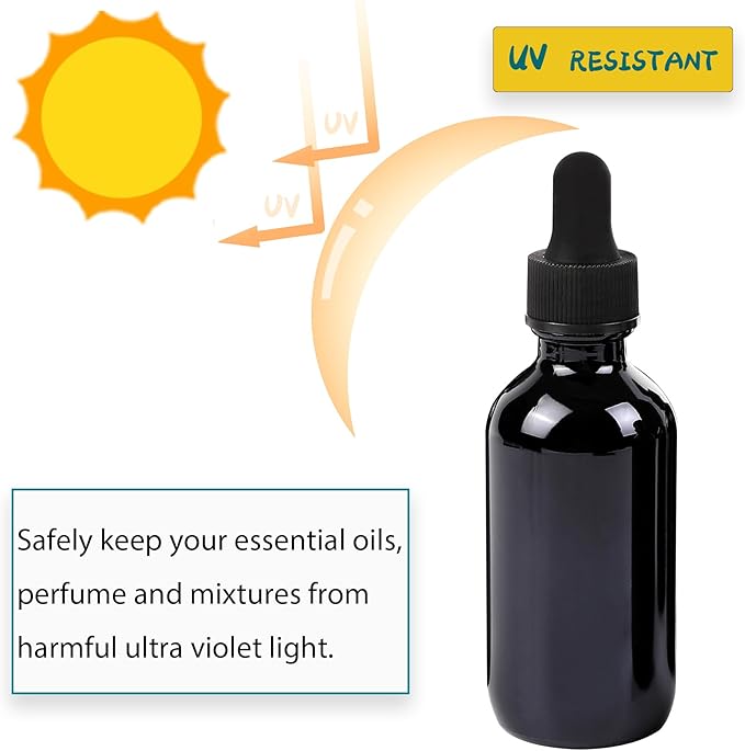 2oz Glass Dropper Bottle,Preety Texture Tincture Bottles with Precise Scales Eye Droppe,for All Kinds Of Mixed Liquids,Leak-Proof Design for Easy Travel (Black-48Pack)