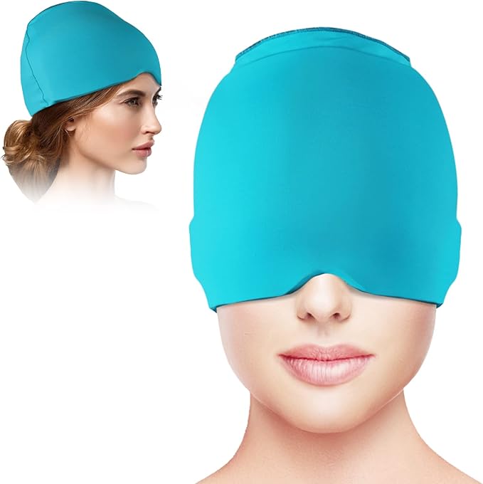 Ice Cap Migraine Relief - Snugly Fit Ice Pack Hat with Gel for Headache Therapy (Green)