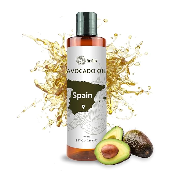 Avocado Oil - Direct from EIR Oils Farm in Spain - 100% Pure Carrier Oil for Hair, Face, and Skin - Hand-Picked, Cold-Pressed Carrier Oil - (8oz)