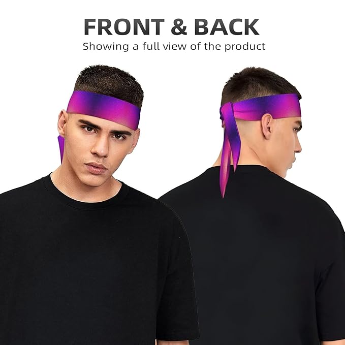 Men's Women Lovely Sports Sweatband Hair Decor for Sports Athletic Spa, Elastic Multipurpose Beautiful Purple Glitter Sparkles Pattern Head Ribbon Headwear