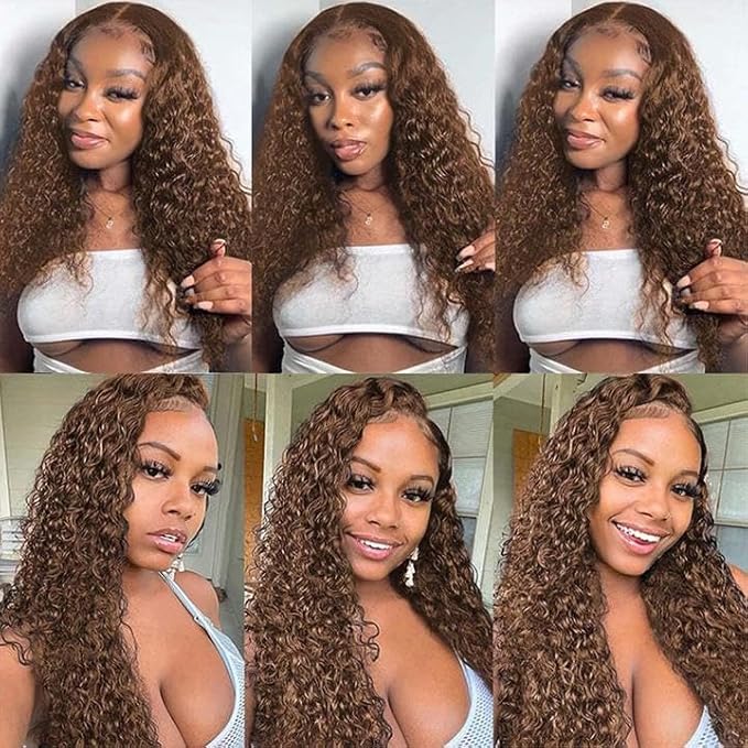 Brown Bundles Human Hair Color 4 Water Wave Bundles 26 28 30 Inch Niegmeag Double Weft Virgin Remy Color 4 Wet and Wavy Bundle Hair Weave