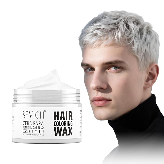 SEVICH Temporary Hair Color Wax White for Kids Women Men,Natural Instant Hair Wax Color,Premium Non Greasy,Easy to Wash,Travel Size,Perfect for Halloween, Children's Day,Cosplay & Parties,50g