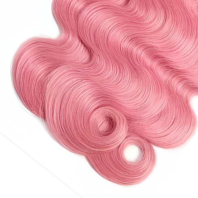 Light Pink Body Wave Bundles Pink Human Hair Bundles 20 20 20 Inch Double Weft Soft and Silky Pink Bundle Hair Weave Niegmeag Peruvian Virgin Remy Hair Extensions