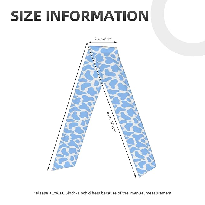 Boys Girls Sports Sweat Band, Multipurpose Long Head Ribbon for Sports Workout Spa, Fashion Light Blue Animal Cow Print Headdress Hand Decor