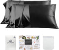 PROMEED 23 Momme Silk Pillowcase 2 Pack with Zipper, 3rd Gen Grade 6A+ 100% Mulberry Silk Pillow Case Set of 2, Cooling Pillow Cases for Hot Sleepers (Queen 20"x30", Black)