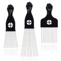 Hair Picks - Black Metal Afro Combs for Hair Styling, Fist Pick for Women and Men