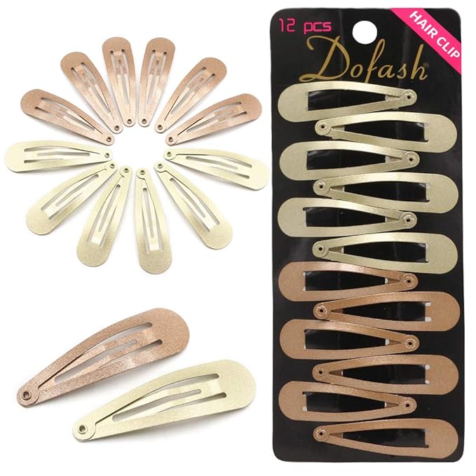 Dofash Snap hair clips metal grips 5cm/2in basic hair accessories star hair clips 12pcs (Blonde 6pcs+light brown 6pcs )