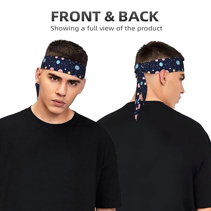 Men's Women Sports Sweat Bands, Multipurpose Elastic Hair Band for Yoga Athletic Shower, Fashion Blue Zodiac Galaxy Starry Night Stars Glow In The Dark Midnight Headdress Head Accessories