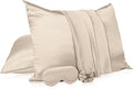 2 Pack Satin Pillowcase with Hidden Zipper, Adjustable Satin Eye Mask for Sleeping and Satin Volume Scrunchie for Hair and Skin, Standard Size(Champagne,Classic Style)