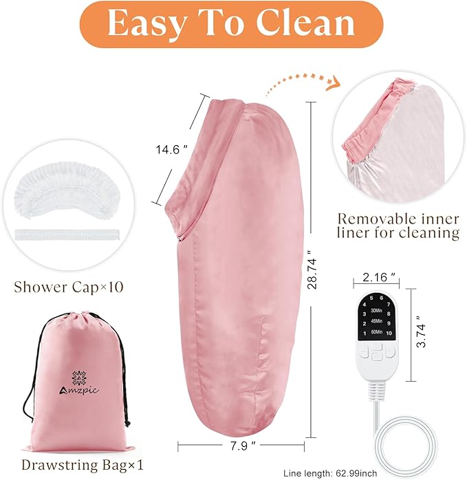 Heat Cap for Deep Conditioning, Hair Steamer for Natural Hair Home Use w/10-level Heats Up Quickly, Thermal Steam Cap for Home Hair Treatment