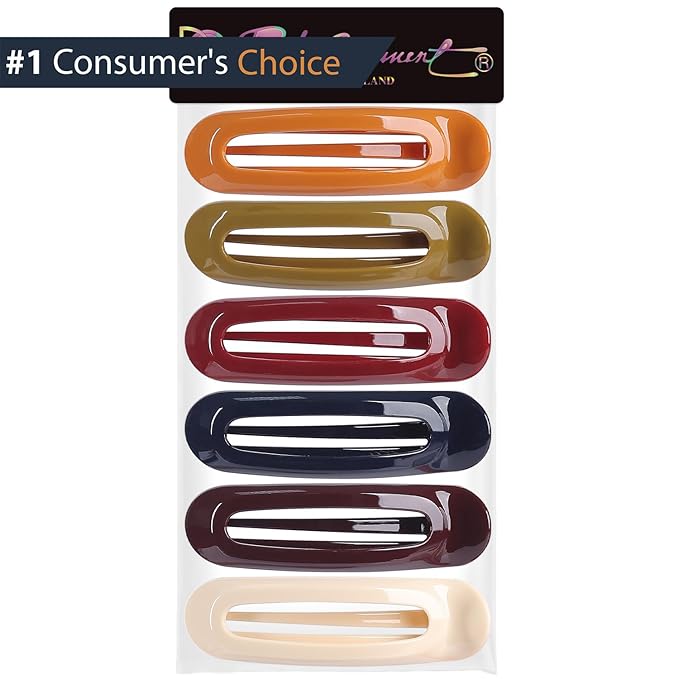 RC ROCHE 6 Pcs Flat Claw Hair Clips for Women Alligator French Barrette Long Thick Hair Duckbill Curved No Slip Grip Lay Flat Side Slide Firm Classic Styling, Large Classic Multicolor
