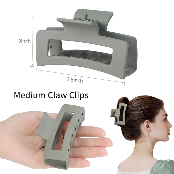 Hair Clip, 3.5 Inch Medium Hair Claw Clips 6 Pack for Women - Brown Hair Accessories
