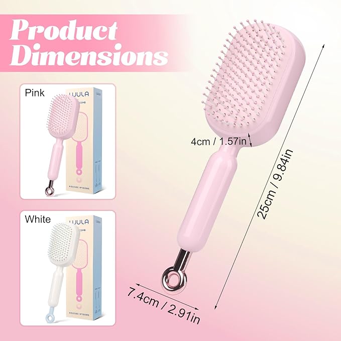 Retractable Cushion Massage Comb Brush, Anti-Static Easy-Clean Massage Comb,Air Cushion Massage comb,Smooth Clean Detangling Comb for All Hair Types(White)