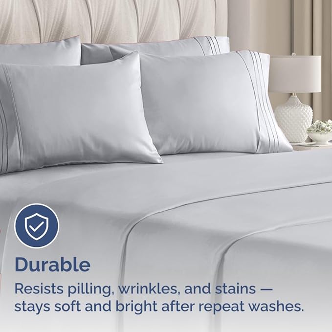 King Pillow Cases Set of 10 - Ultra Soft Hotel Quality Pillowcase Covers - Comfy. Cozy & Wrinkle Free - Shrink, Stain and Fade Resistant - Machine Washable Pillow Protectors - 10 Pcs Set - Steel Blue