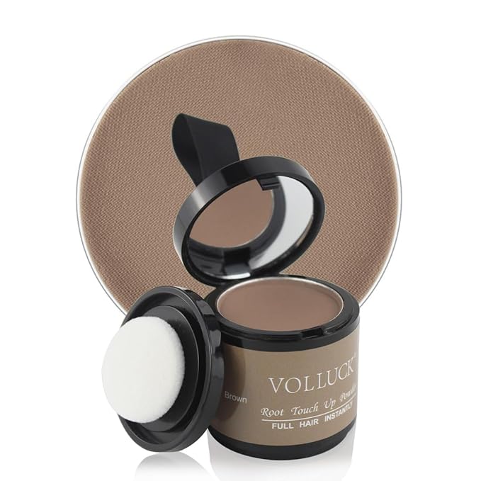 VOLLUCK Root Touch up Powder, Instant Hairline Powder for Thinning Areas and Gray Hair Coverage, Natural and Non-greasy Root Cover up for Women and Men (Light Brown, 0.35 Ounce)