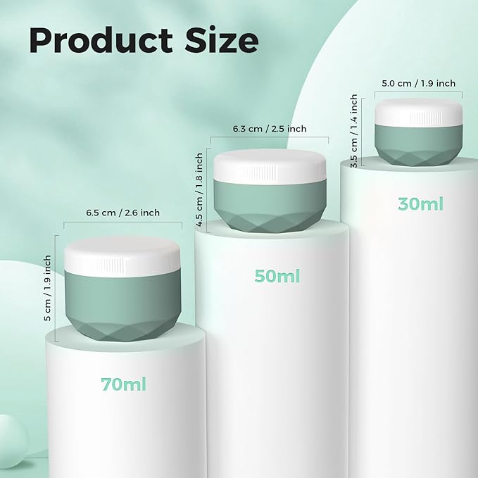 Travel Containers for Toiletries, 4-Pack TSA Approved Silicone Jars (2.5oz) - BPA Free Leakproof Cosmetic Containers for Creams, Lotion, Skincare & Makeup with Bonus Waterproof Bag