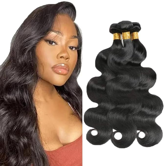 Body Wave Bundles Human Hair Natural Black Bundles 26 26 26 Inch Niegmeag Double Weft Peruvian Virgin Remy Color 1B Body Wave Bundle Natural Black Color