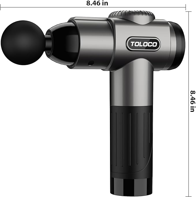TOLOCO Massage Gun, Deep Tissue Back Massage for Athletes for Pain Relief, Percussion Massager with 10 Massages Heads & Silent Brushless Motor, Christmas Gifts for Women, Men, Grey
