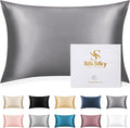 SilkSilky 100% Mulberry Silk Pillowcase - Pure 22 Momme High-Grade 6A Fibers for Hair & Skin, Envelope Closure, Natural, Organic, Breathable & Cooling Pillow Case (Standard, Dark Gray)