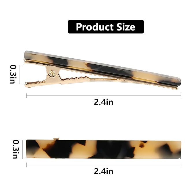 Cobahom Leopard Print and Tortoise Shell Hair Clips - 12 Pack Metal Duck Teeth Pins for Styling, 2.36 Inch