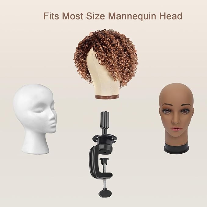Wig Stand Mannequin Head Holder 1 Pack Black Cosmetology Manikin Stand Mannequin Head Holder Clamp Wig Head Stand Holder for Table Training