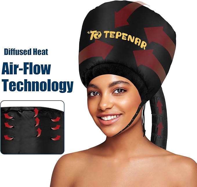 Hair Dryer Bonnet - Upgraded Extra Large Soft Adjustable Hooded Cap for Fast Hair Styling and Care