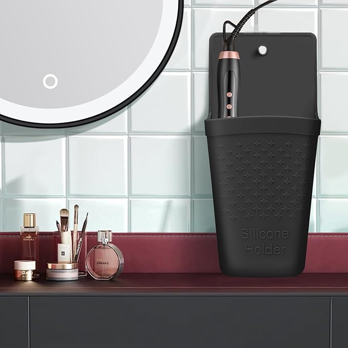 ZAXOP Flat Iron/Curling Iron/Hair Straightene/Hot Hair Tools Holder, Silicone Heat Resistant Mat Pouch Organizer.(Black)