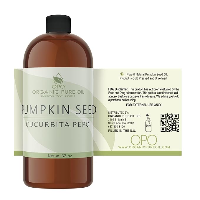 Pumpkin Seed Oil - 32 oz - Pure, Unrefined, All Natural, Non-GMO, Pumpkin Oil Perfect for Hair, Skin, Nails, Body Scalp, Facial Care Moisturizer - Hydrating & Nourishing - Packaging May Vary