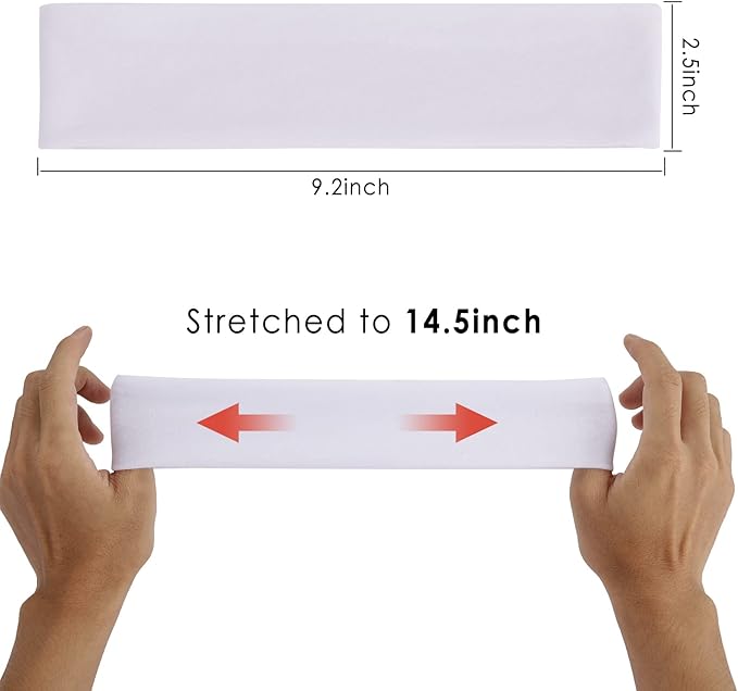 Workout Headbands for Women Hair 9 Pcs Non Slip Cotton Like Head Bands for Girls 2.5 inch Wide Soft Elastic Cloth Athletic Sweat Hair Women Bands