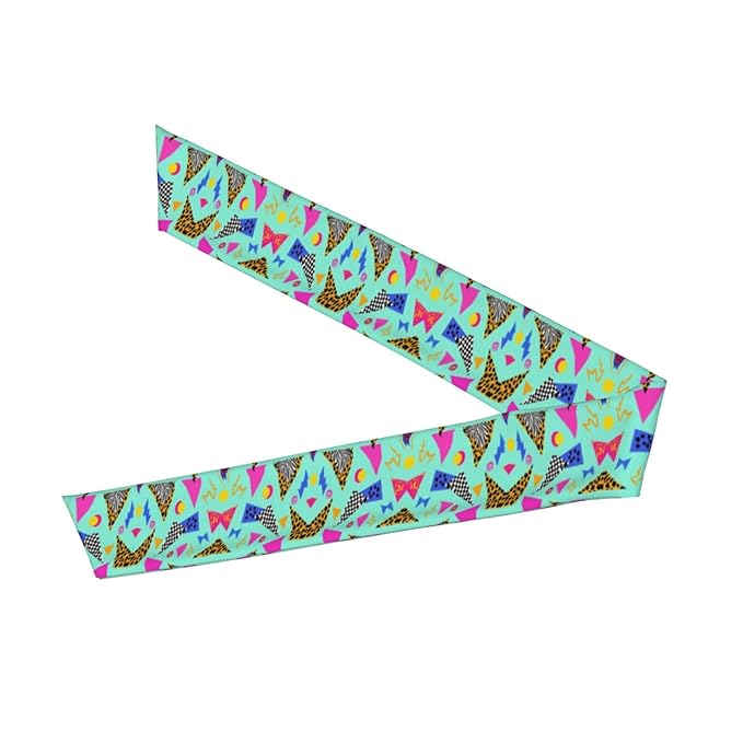 Men's Women Beauty Skinny Sports Sweatband Head Decor for Running Travel Shower, Long Multi Style Geometric Checkered Zebra Tiger Leopard Print Mint Green Retro 80S 90S Head Ribbon Headwear