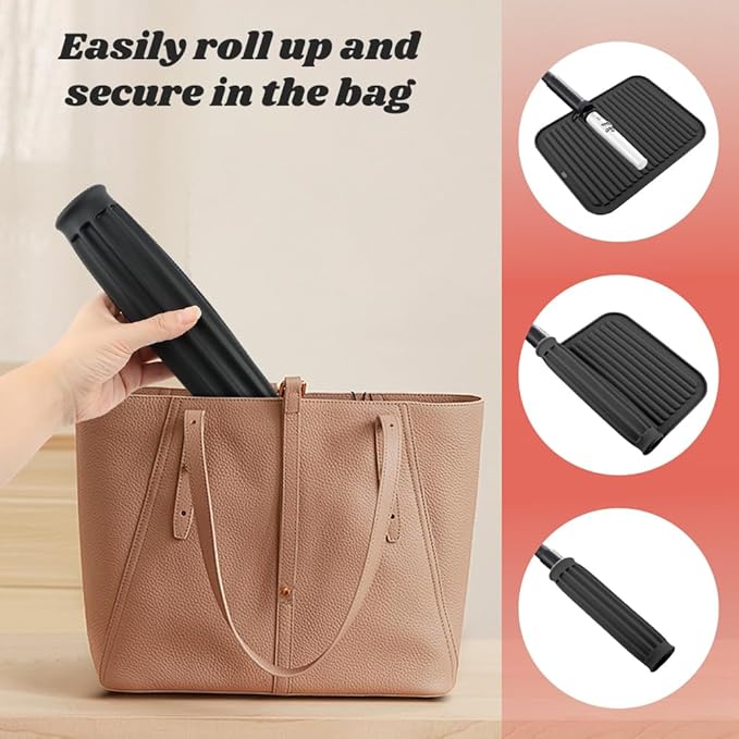 Heat Resistant Silicone Mat for Hair Tools: Curling Iron, Flat Iron, Hair Straightener - Portable Hair Styling Pad Cover(Black)