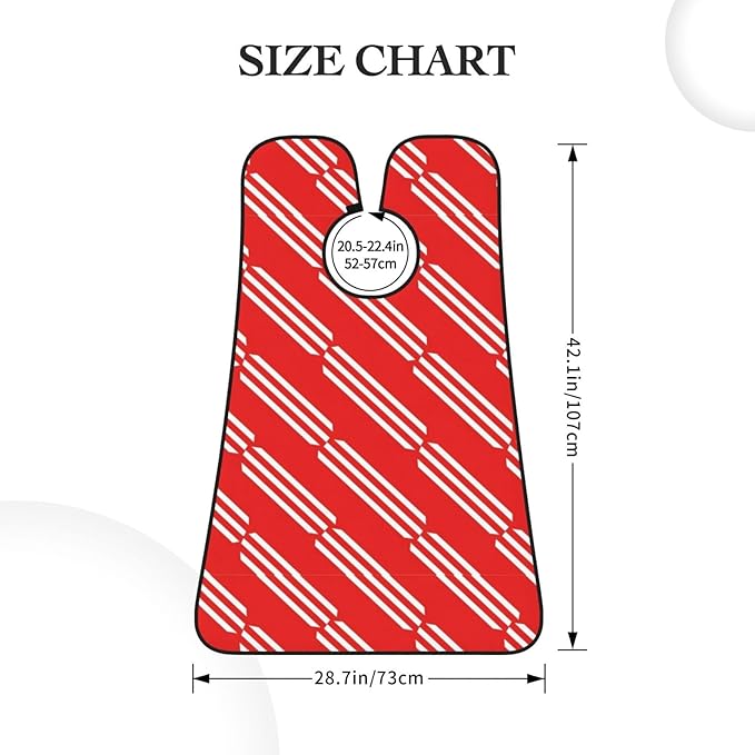 Ultimate Shaving Bib, Beard Trimming Apron with Hair Catcher, Christmas Red Candy Cane Stripes