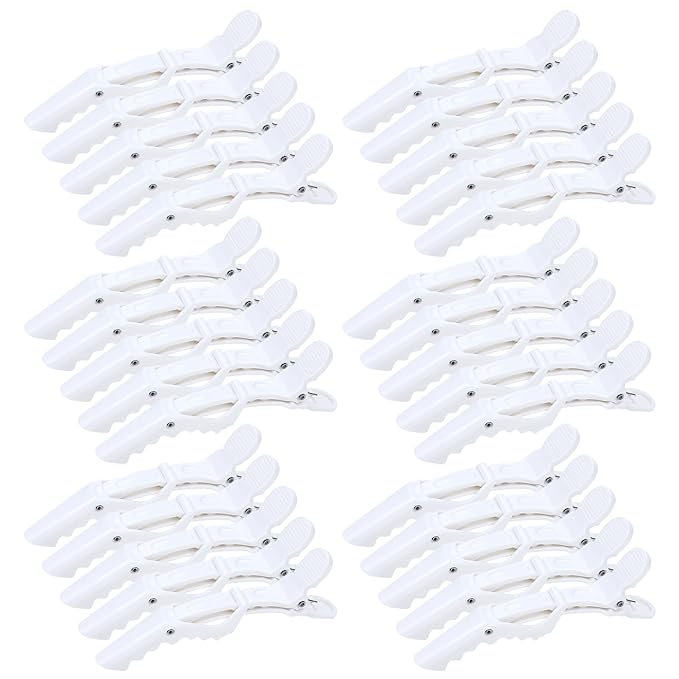 30 Pieces Professional Plastic Alligator Hair Clips for Hair Salon Styling Sectioning Duckbill Hair Clips Barrettes Pins Accessories for Men Women Girls Teens (White)