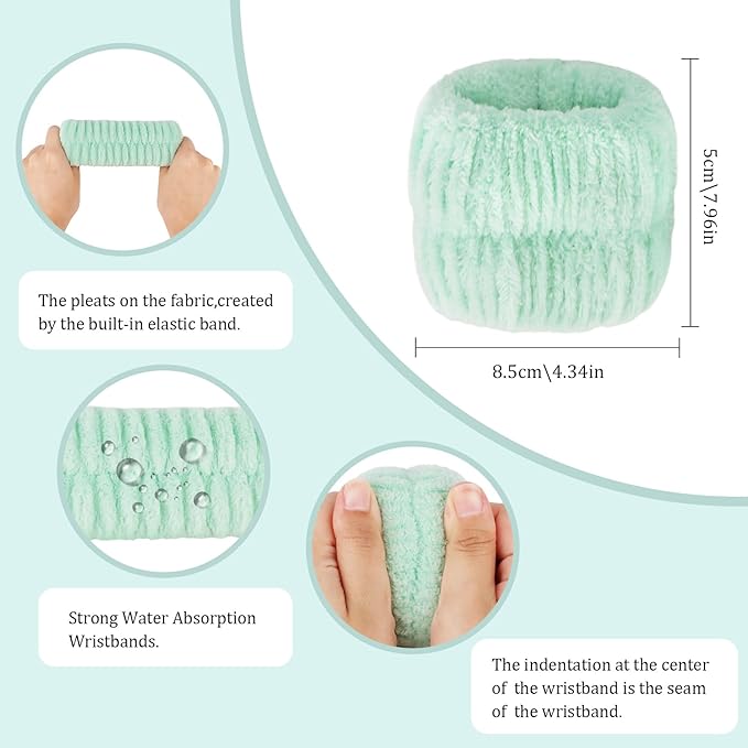 Skincare Headband Bow Snail Spa headband and Wristband Set, 6 Pack Cute Makeup Headbands for Washing Face, Fun Gifts for Women and Girls