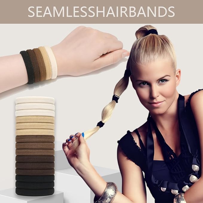 Hair Ties for women 5 styles Hair Elastics(15 No Damage Hair Ties 50 High Elastic Ties 15 Ponytail Holders 4 Bow Hair Clips 20 Snap Hair Clips) Pain-free No Crease multiple colors for all hair types